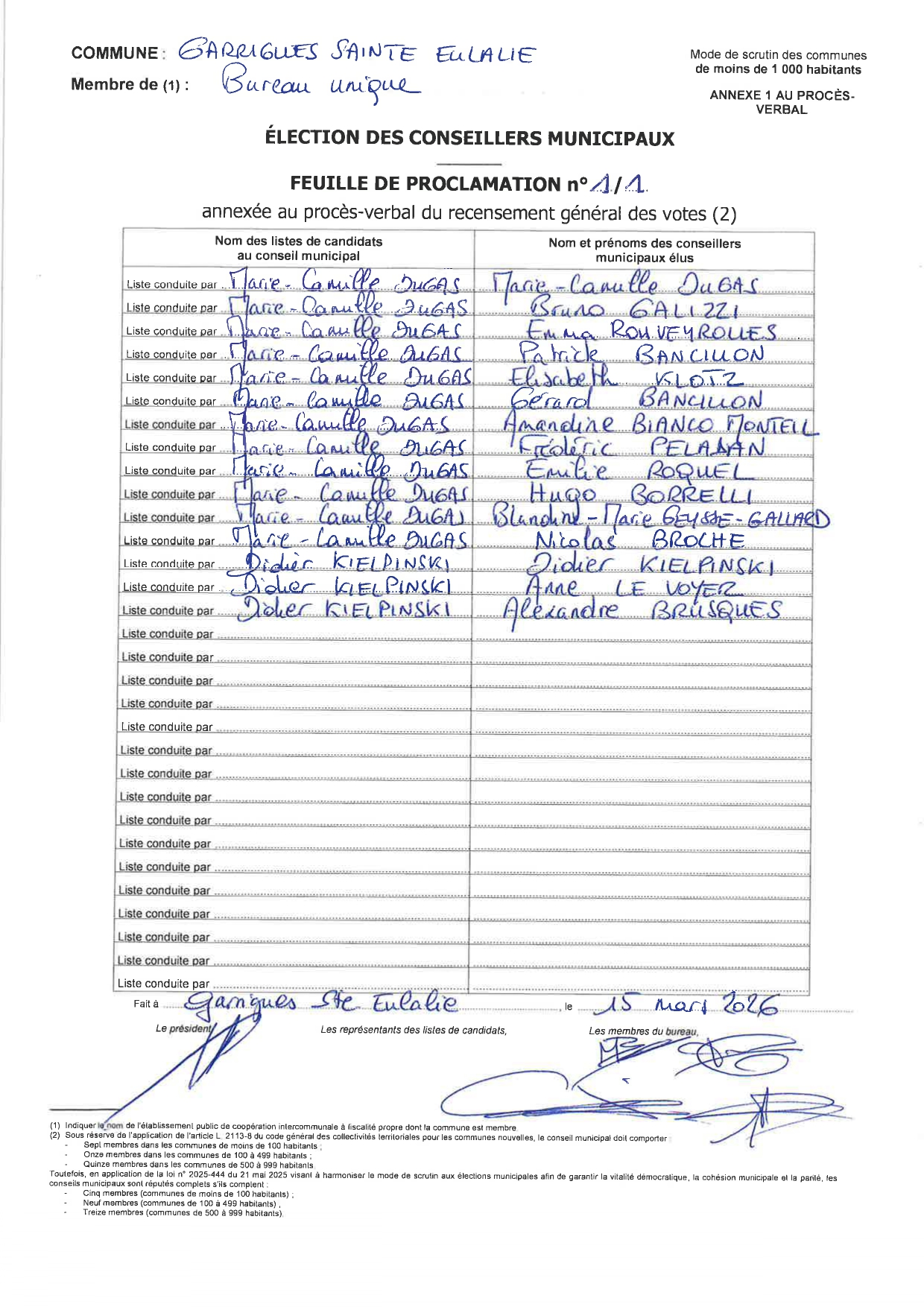 Feuille de proclamation - Élection conseillers municipaux 15 mars 2026_page-0001